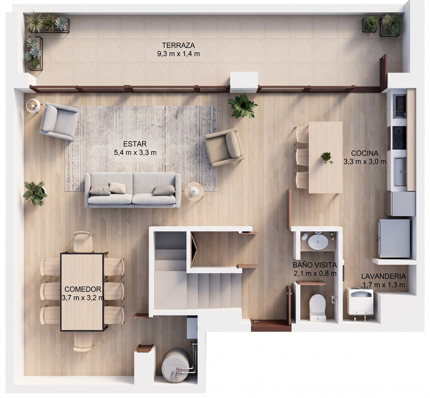 Plano Dúplex Évian — Primer Piso